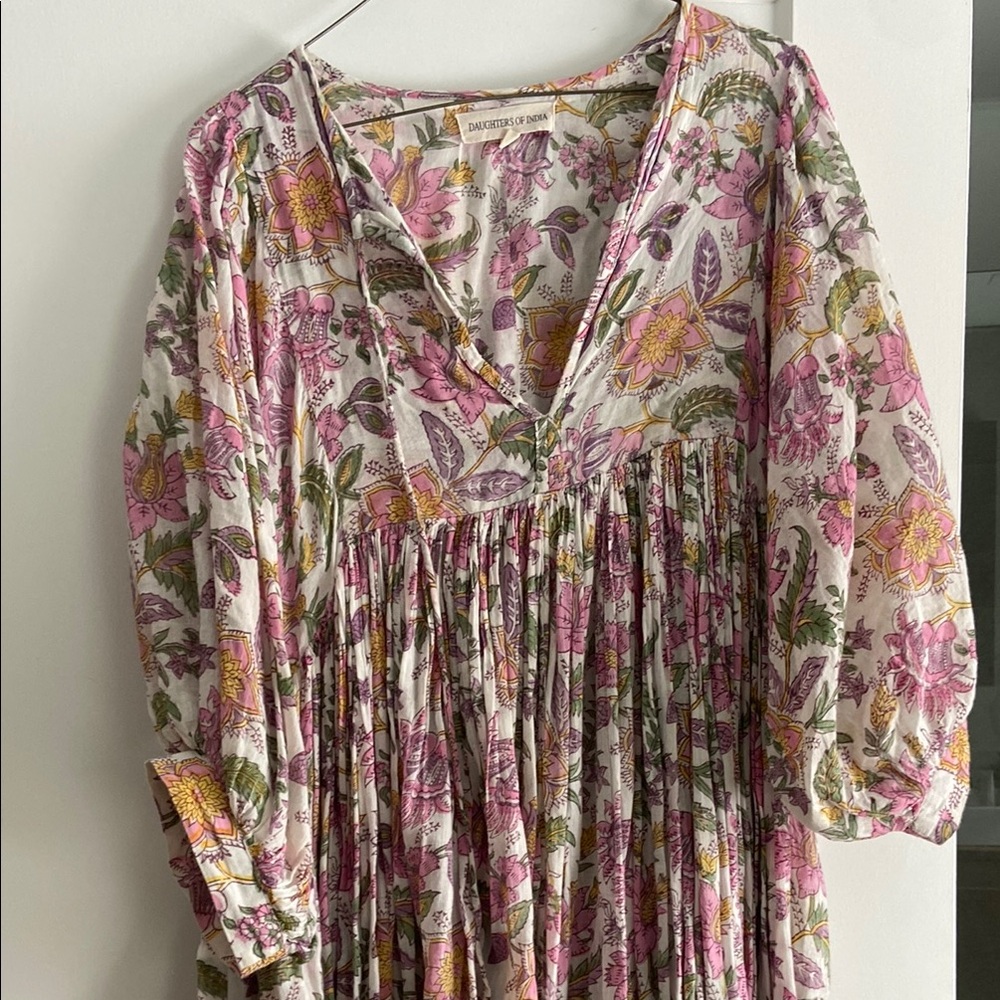 Daughters of India Pink Floral Boho Dress